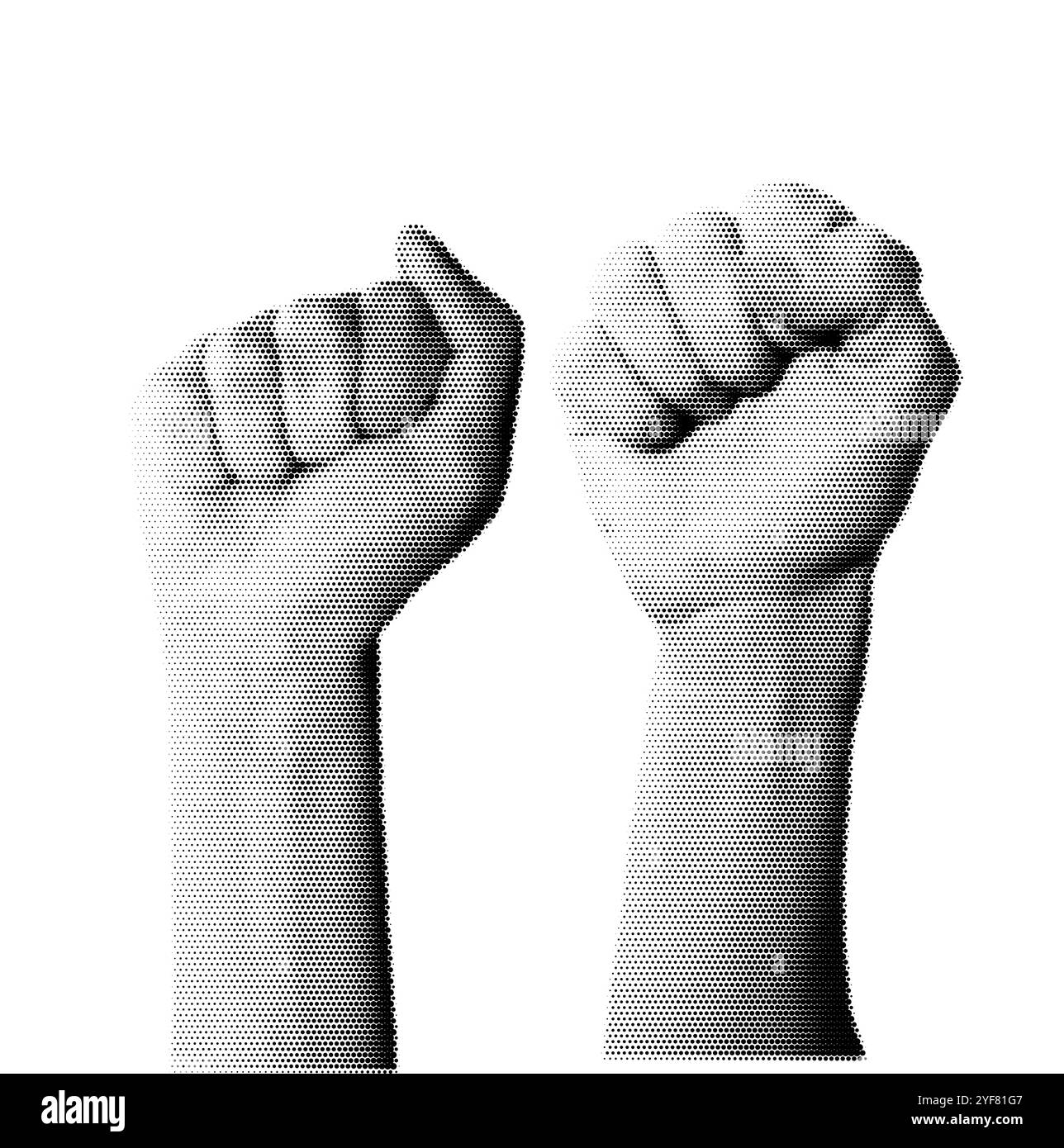 Poings demi-teintes. Illustration pour protestation et solidarité, force Illustration de Vecteur