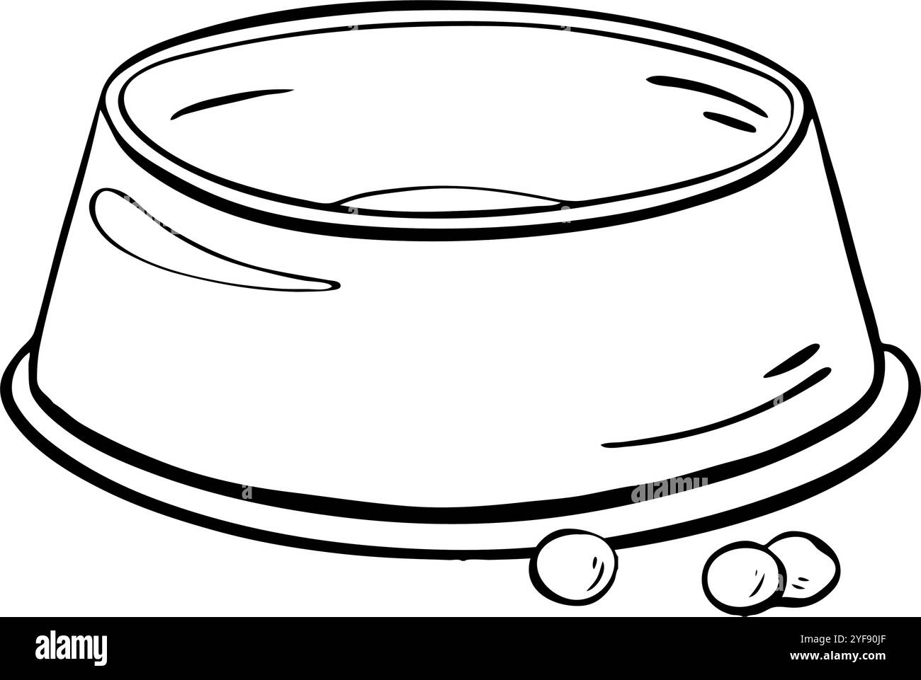 Bol à nourriture pour animaux rempli de Kibbles pour chats et chiens, parfait pour nourrir leurs repas. Illustration d'esquisse vectorielle. Animalerie Illustration de Vecteur