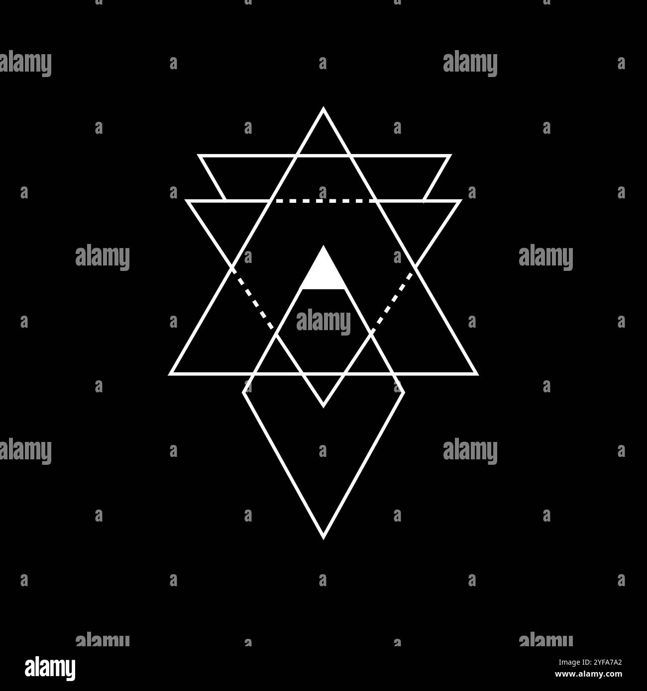 Triangle blanc mystique avec lignes sacrées et alchimiques. Illustration de Vecteur