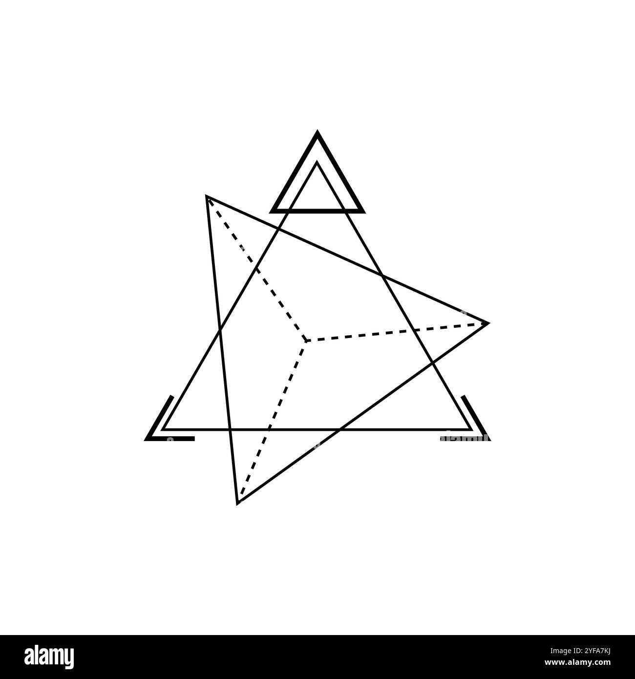 Triangle sacré avec des symboles mystiques pour la méditation. Illustration de Vecteur