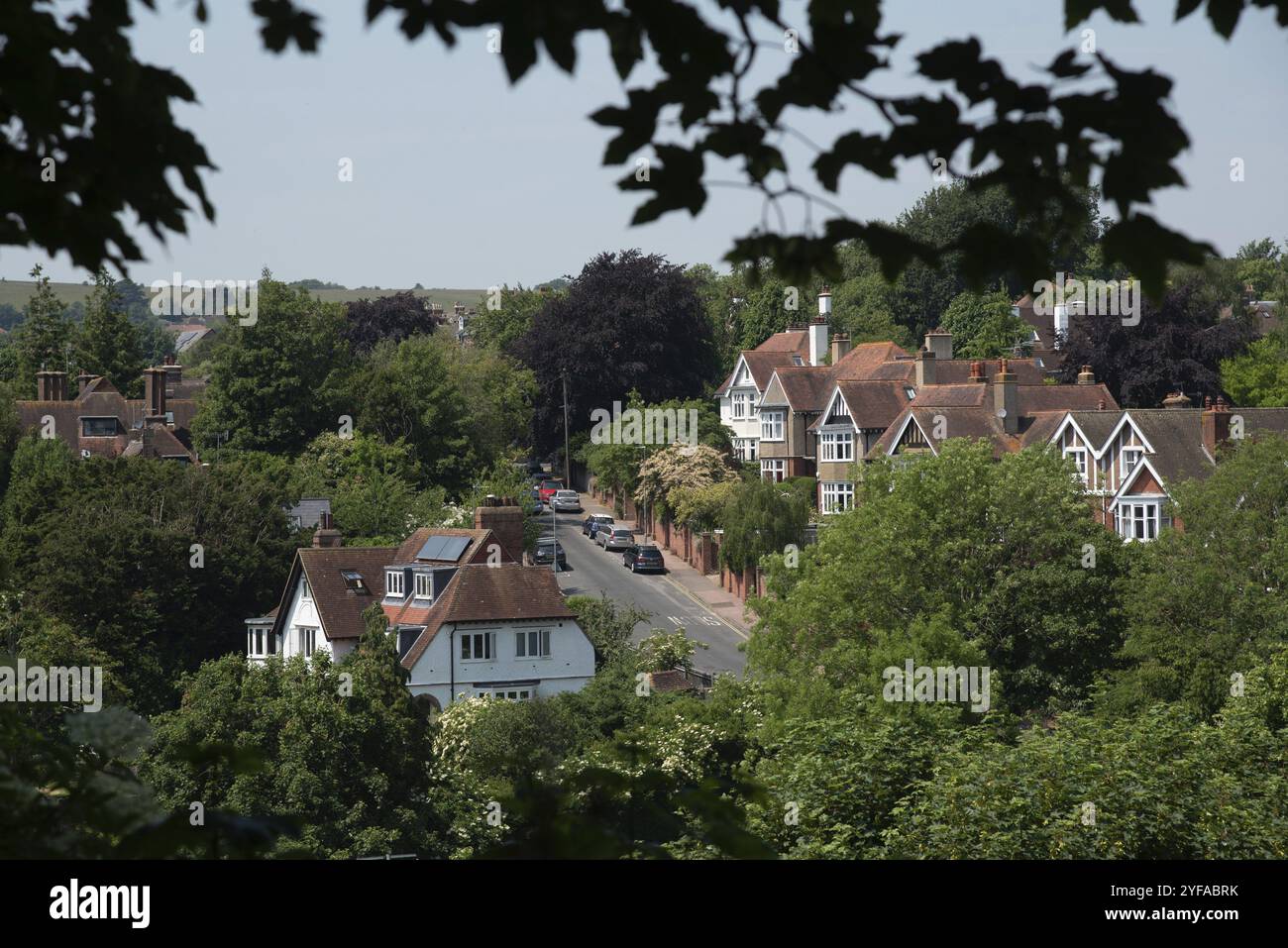 Paysage du village historique traditionnel de lewes dans le Sussex en Angleterre. Formulaire de vue des maisons ci-dessus Banque D'Images