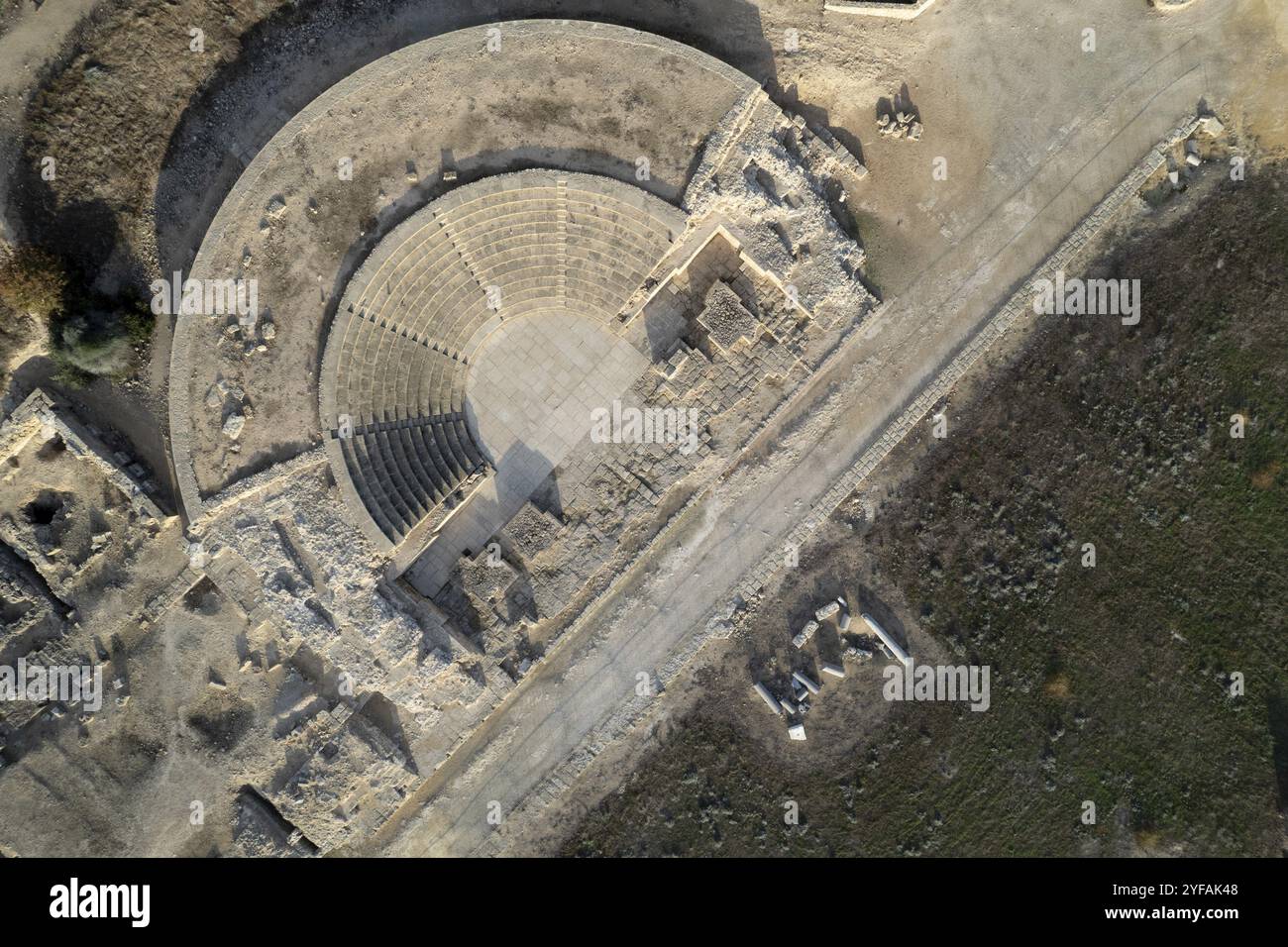 Drone paysage aérien du parc archéologique, lieu antique, Nea Paphos, chypre Banque D'Images