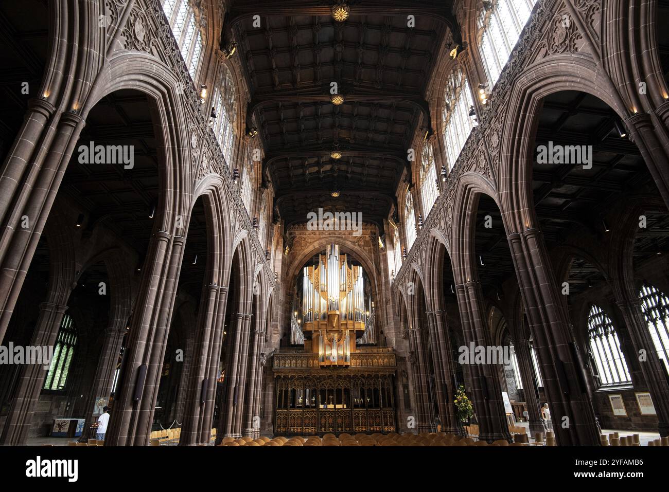 Manchester, Royaume-Uni, 16 juillet 2019 : détails architecturaux intérieurs de la célèbre et belle cathédrale catholique de Manchester au Royaume-Uni Banque D'Images