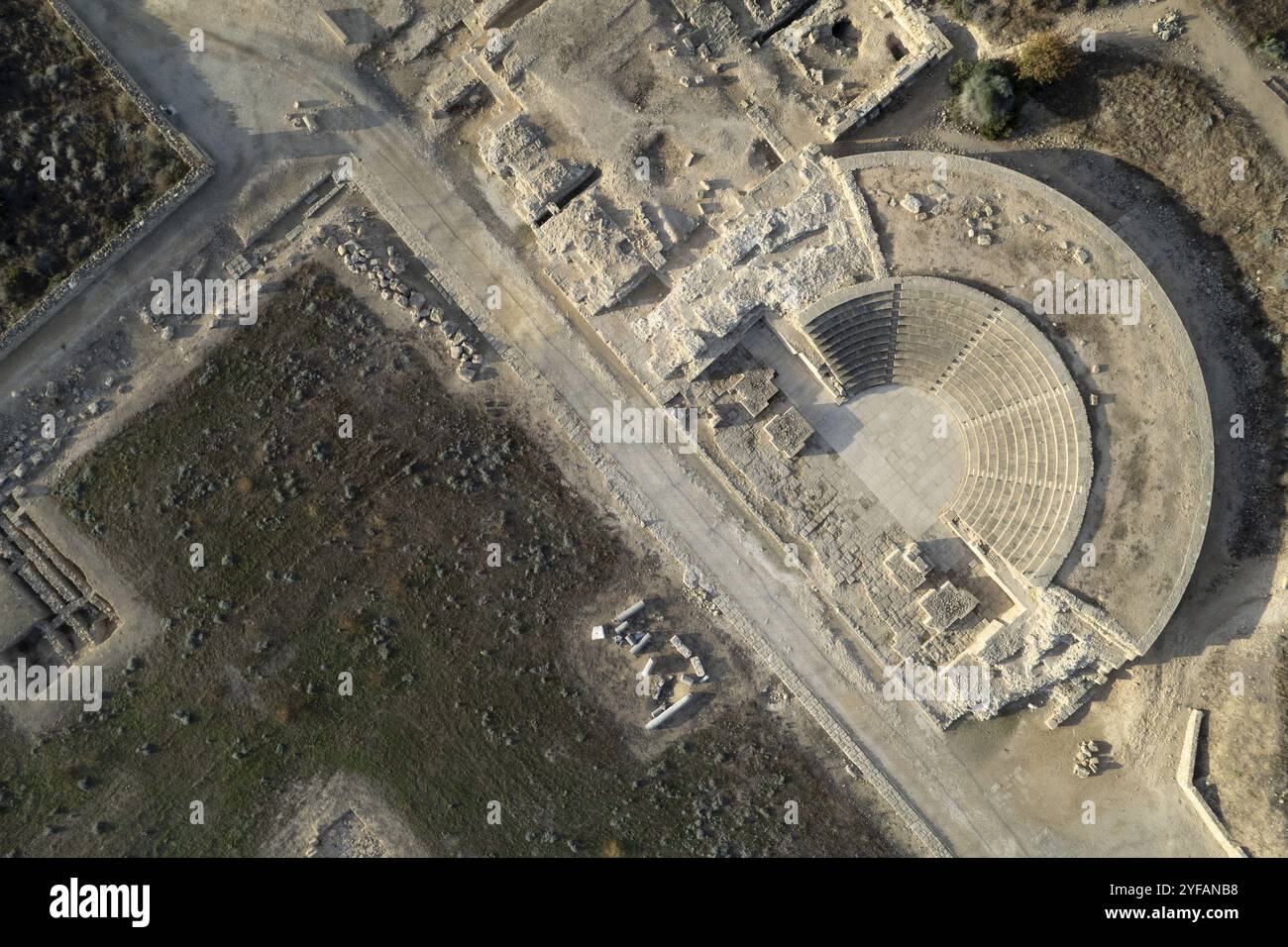 Drone paysage aérien du parc archéologique, lieu antique, Nea Paphos, chypre Banque D'Images