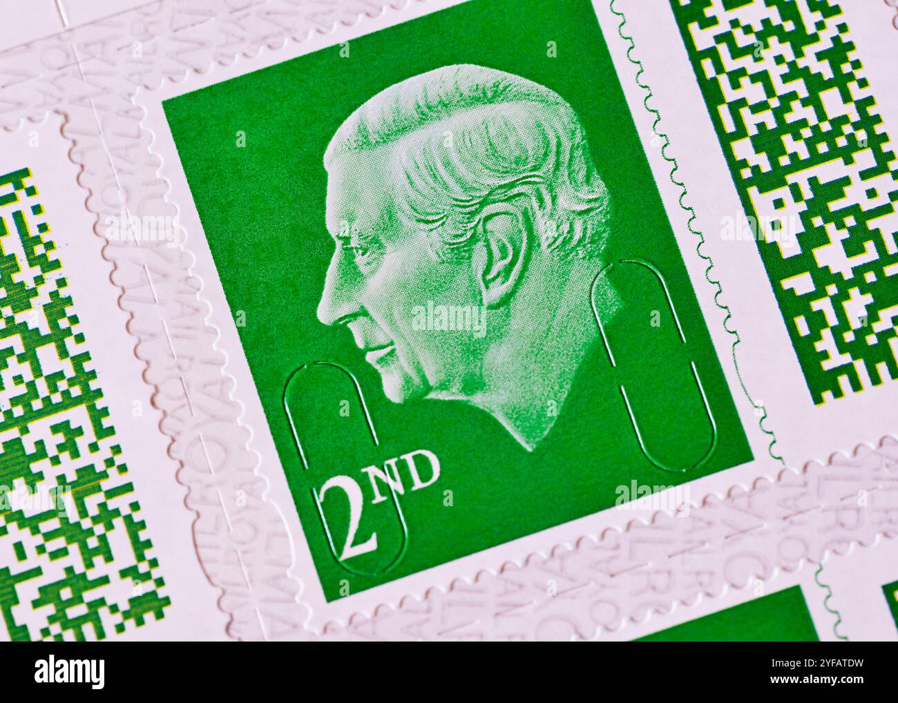 Timbre postal du roi Charles, Royaume-Uni Banque D'Images