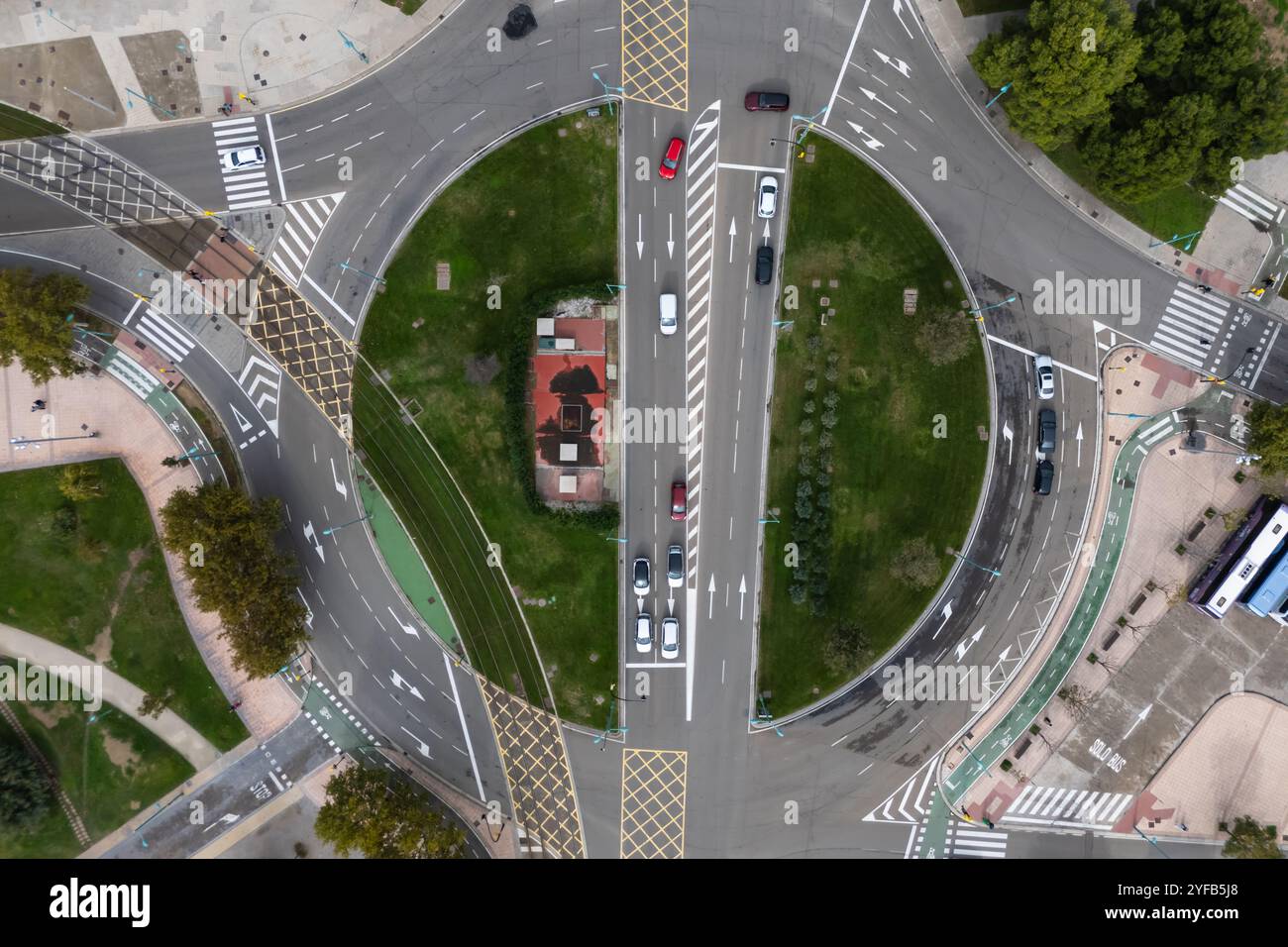 Vue aérienne d'un rond-point à Saragosse, Espagne Banque D'Images