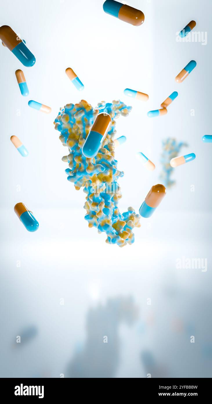 Molécule de peptide 1 de type glucagon (GLP1, 7-36), récepteur de peptide 1 de type glucagon et pilules de perte de poids pour la gestion du diabète de type 2 Banque D'Images