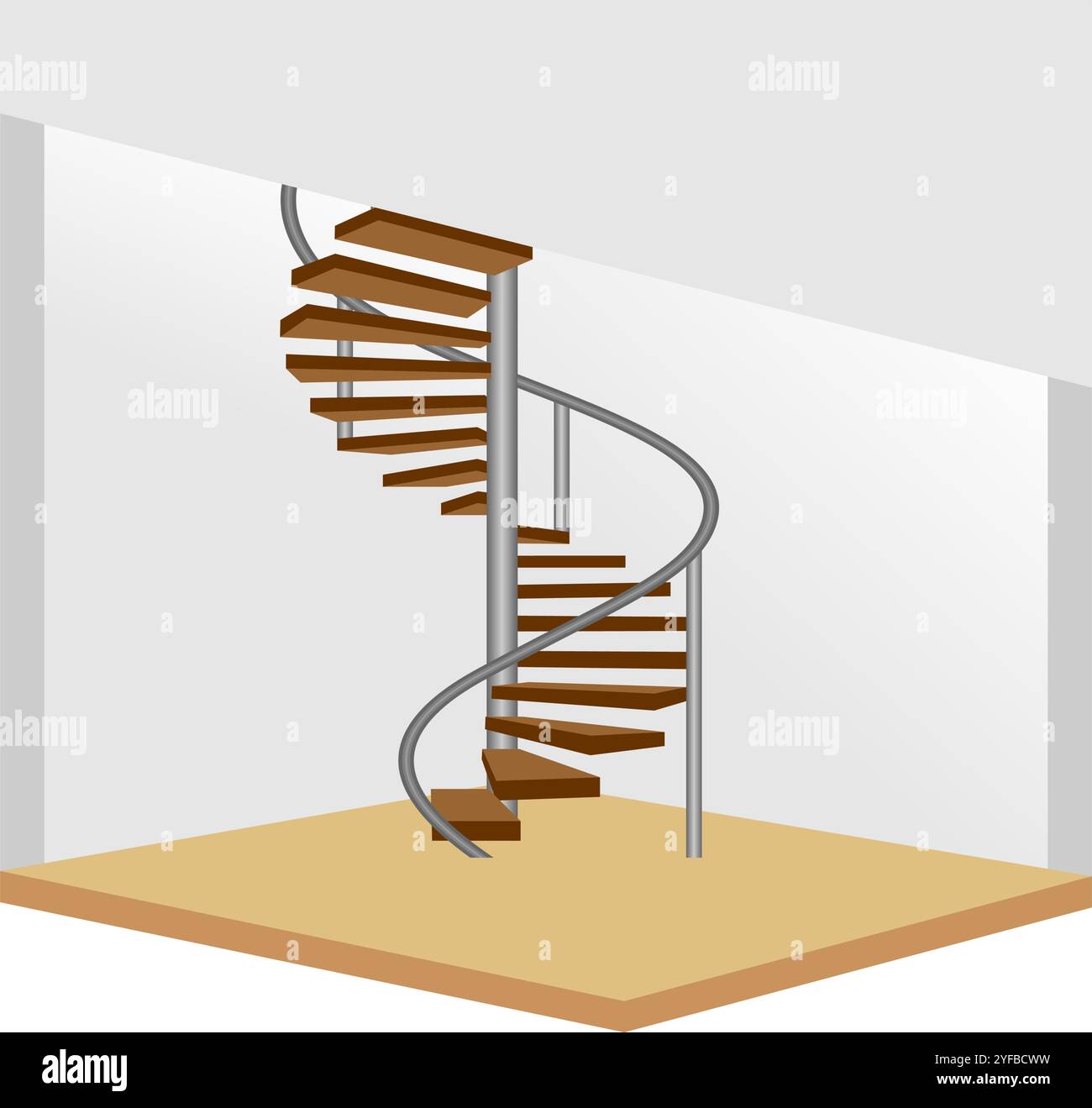escalier en colimaçon ou escalier courbe pour intérieur de maison. illustration vectorielle isolée sur fond blanc. Illustration de Vecteur