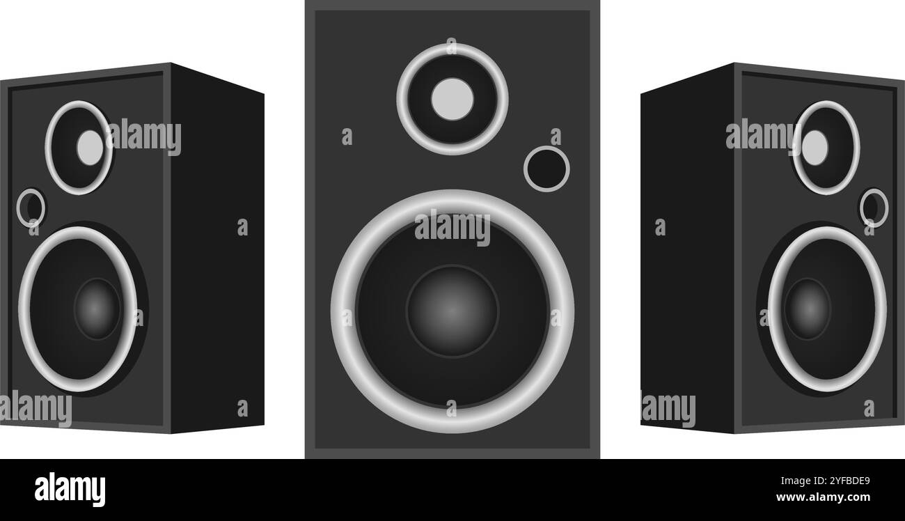 les boîtes de basses de haut-parleur de son set illustration vectorielle isolée sur fond blanc. Illustration de Vecteur