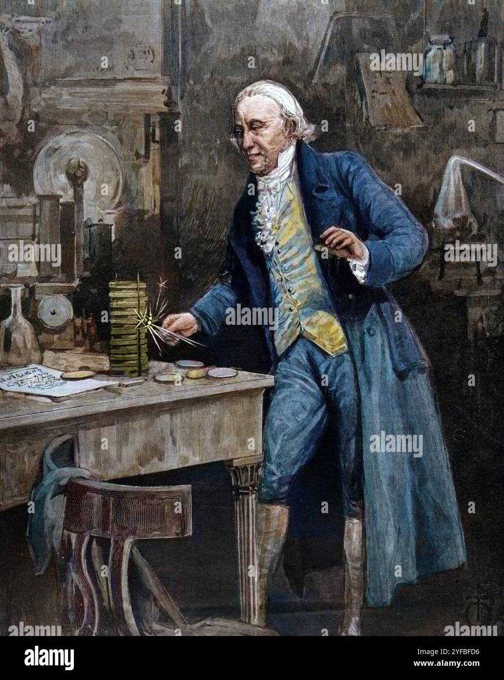 Alessandro Volta (1745-1827) physicien italien Banque D'Images Alessandro Volta (1745-1827) physicien italien Banque D'Images