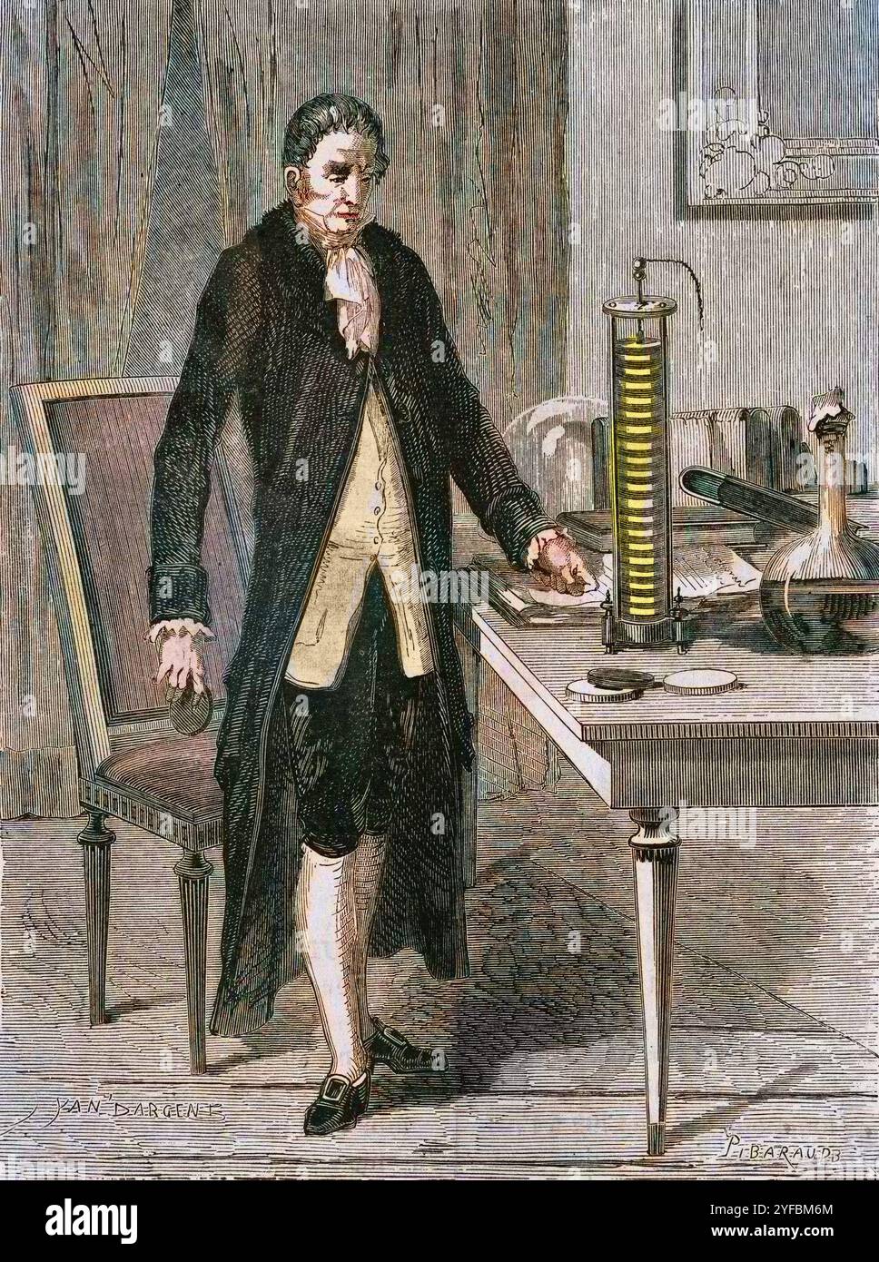 En décembre 1799, ALESSANDRO Volta a construit le moteur électrique (ou batterie électrique). Banque D'Images En décembre 1799, ALESSANDRO Volta a construit le moteur électrique (ou batterie électrique). Banque D'Images