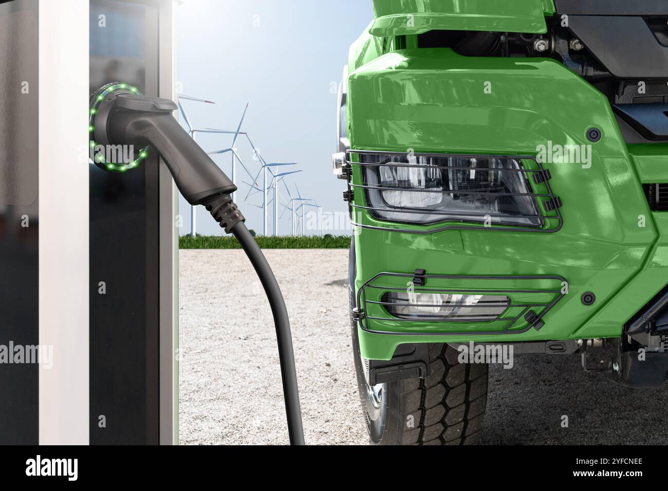 Chariot électrique avec station de charge. Concept. Banque D'Images