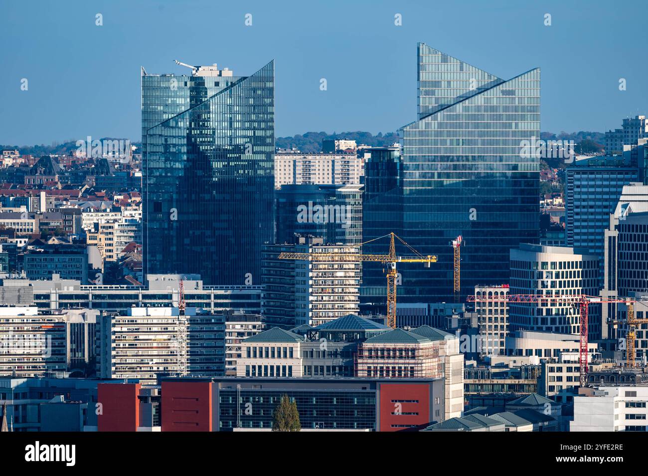 Panorama panoramique sur le quartier des affaires de Bruxelles, région de Bruxelles-capitale, Belgique, 24 octobre 2024 Banque D'Images