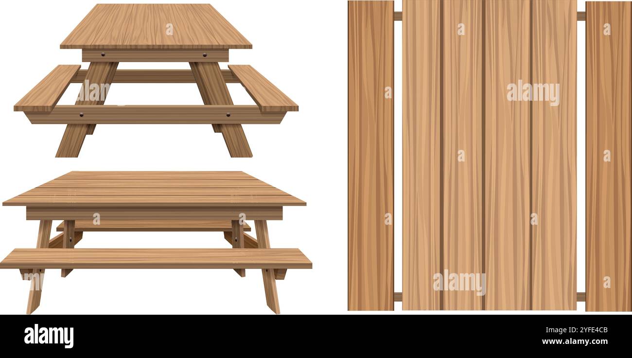 Table en bois 3D. Illustration de Vecteur