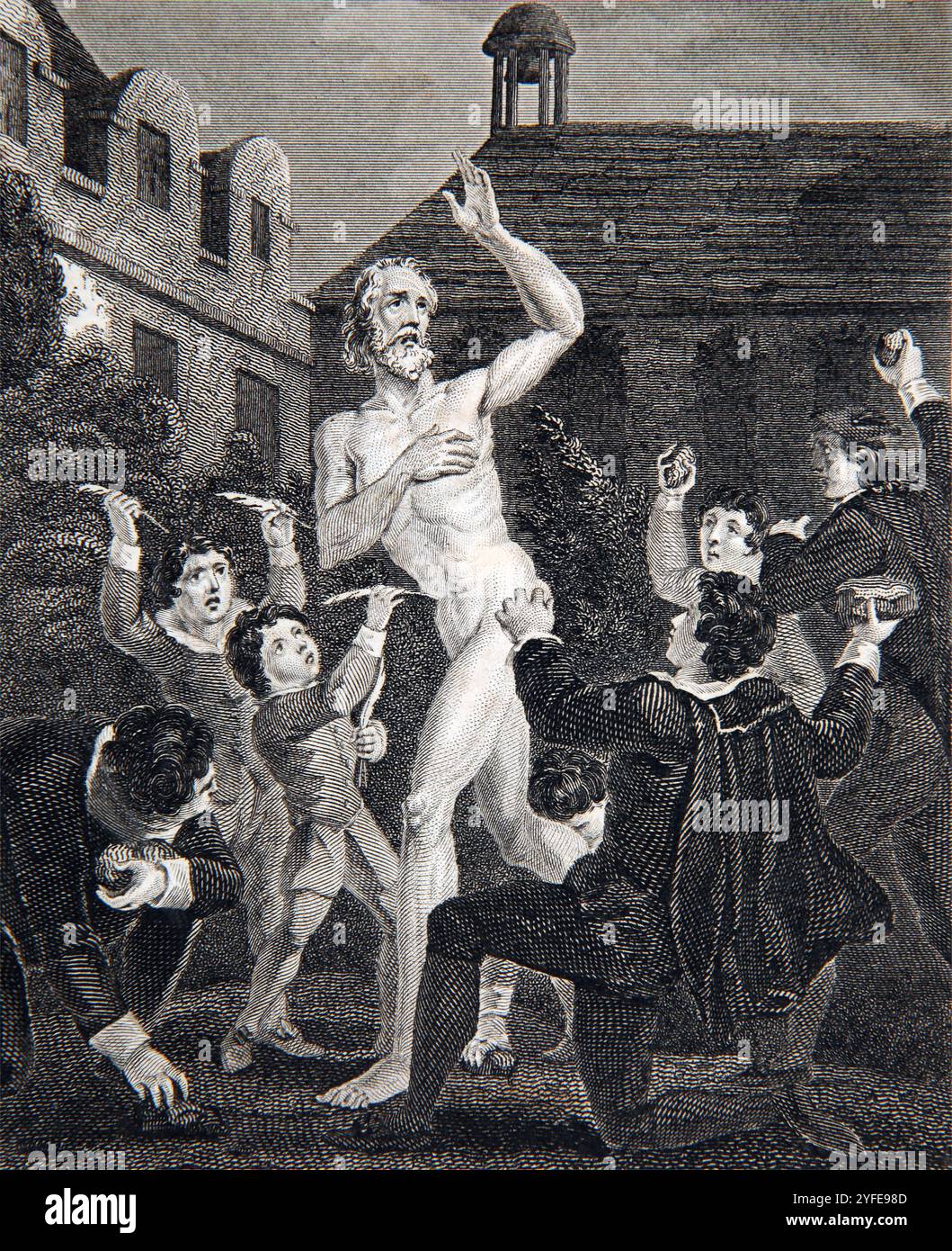 Illustration du martyre de Cassianus au IVe siècle Italie Cassianus était un enseignant et directeur, il a été persécuté pour être chrétien et Banque D'Images