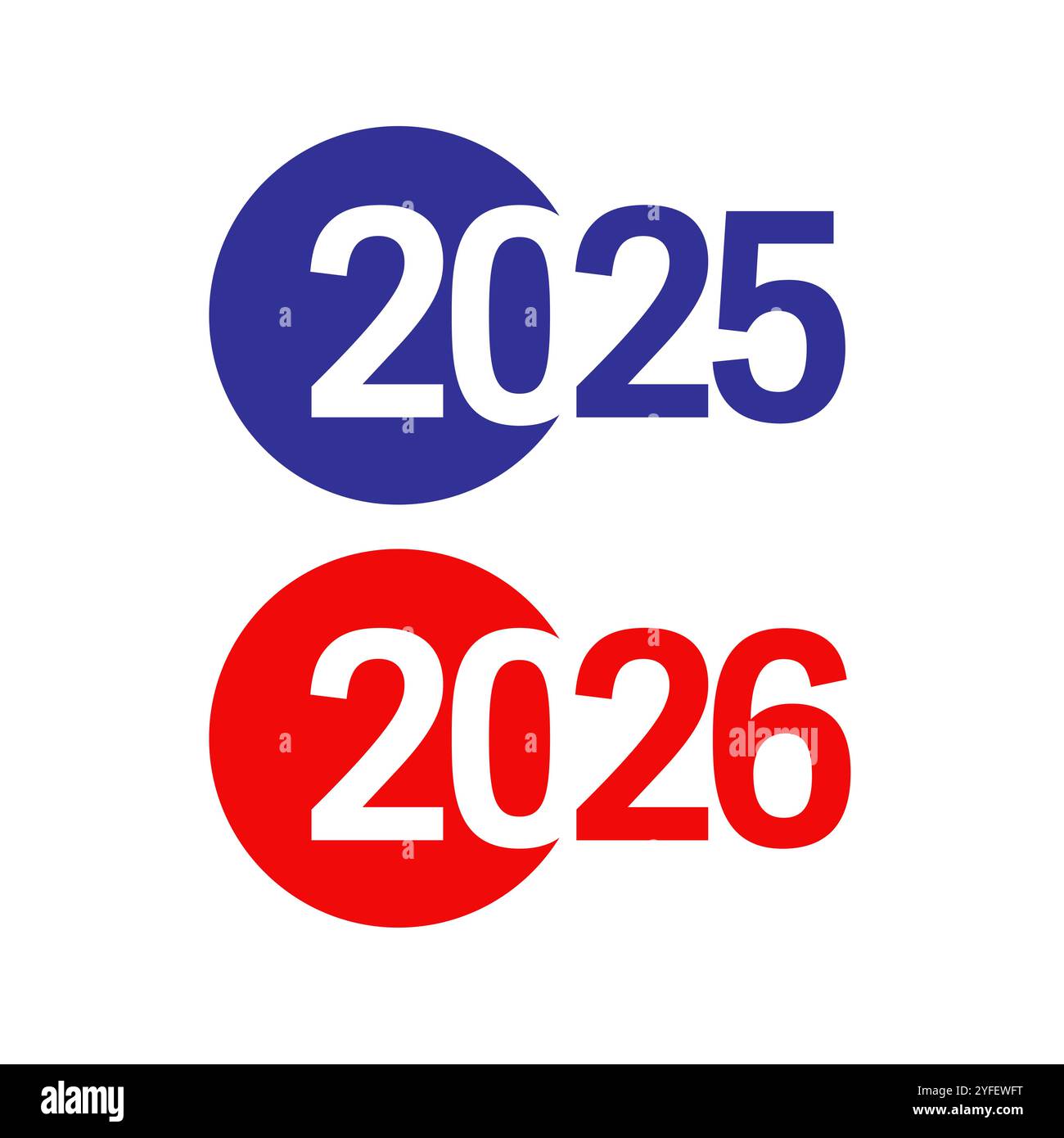 Joyeux 2025 et 2026, nouvel an célébrant symbole graphique. Logo créatif de l'entreprise ou de l'année fiscale. Icône de style géométrique plat avec le numéro bleu et rouge 20 Illustration de Vecteur