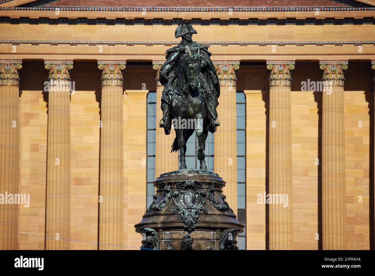 Philadelphie Washington Monument Fountain et Philadelphia Museum of Art Steps Banque D'Images