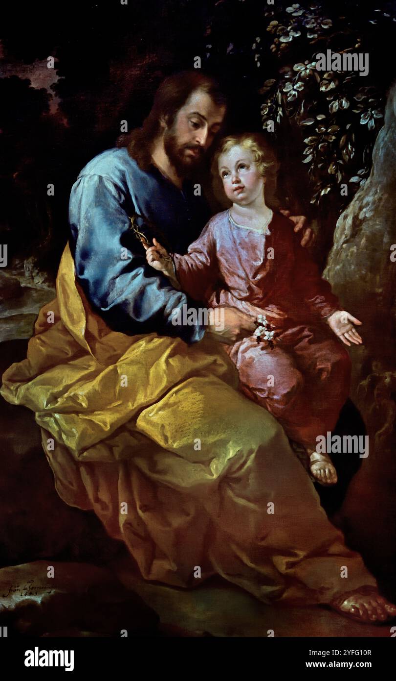 Saint Joseph avec le Christ enfant 1645 (peintre juif) Francisco Herrera l'ancien 1585 -1657 Espagne Espagnol ( Musée des Beaux-Arts de Budapest ) Banque D'Images Saint Joseph avec le Christ enfant 1645 (peintre juif) Francisco Herrera l'ancien 1585 -1657 Espagne Espagnol ( Musée des Beaux-Arts de Budapest ) Banque D'Images