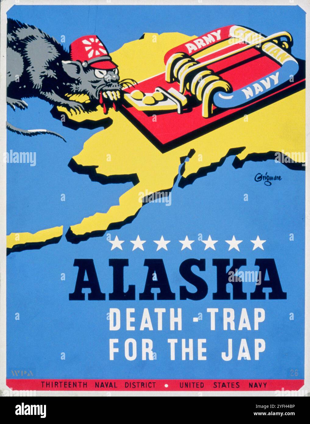 'Alaska Death-Trap for the Jap', affiche de propagande en temps de guerre. Archive DPA American Wartime Poster, seconde Guerre mondiale, vers 1940s Banque D'Images