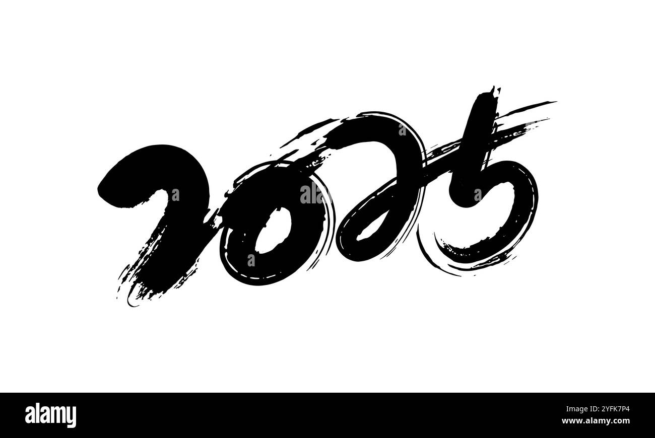 Calligraphie chinoise manuscrite numéro 2025 Illustration de Vecteur