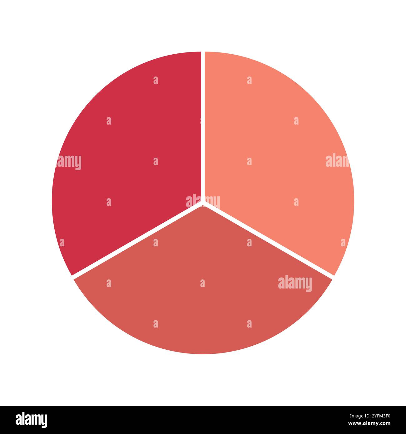 Diagramme circulaire en trois parties montrant la distribution des couleurs avec différentes nuances de corail et de rouge. Illustration de Vecteur