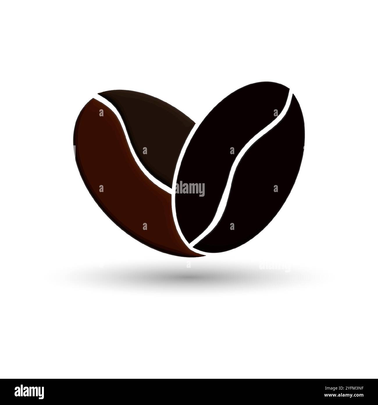 Deux grains de café formant une forme de coeur. Illustration de Vecteur