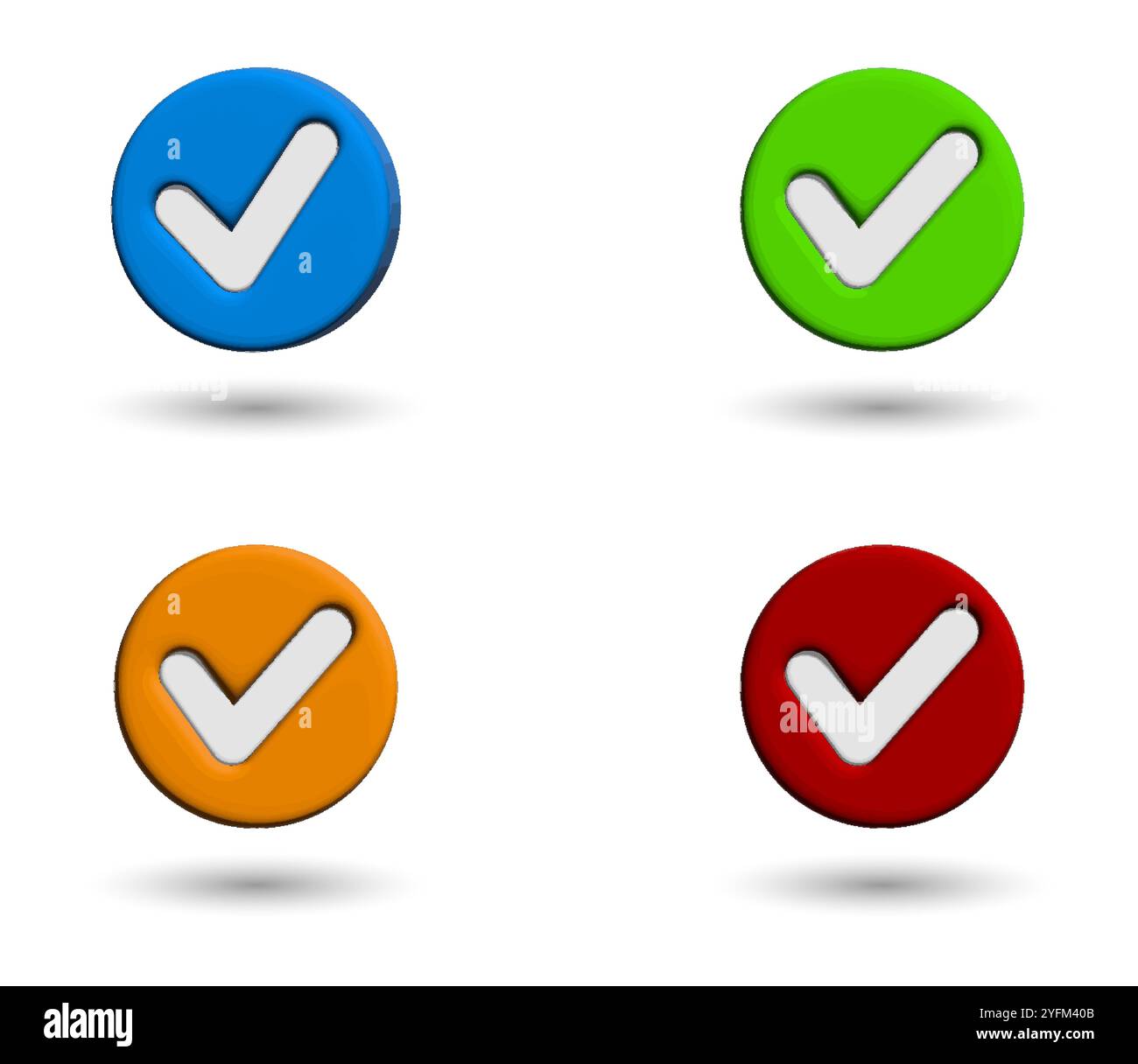 Quatre icônes de coche 3D en couleurs assorties. Illustration de Vecteur