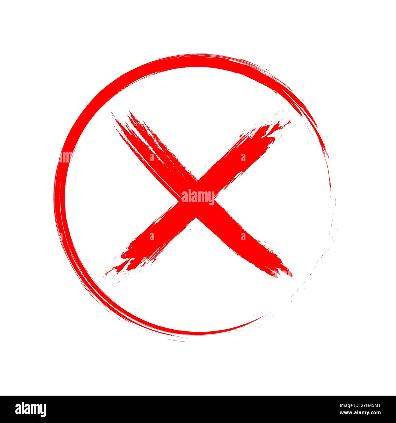 Pinceau rouge contour X dans le cercle : symbole de rejet. Illustration de Vecteur