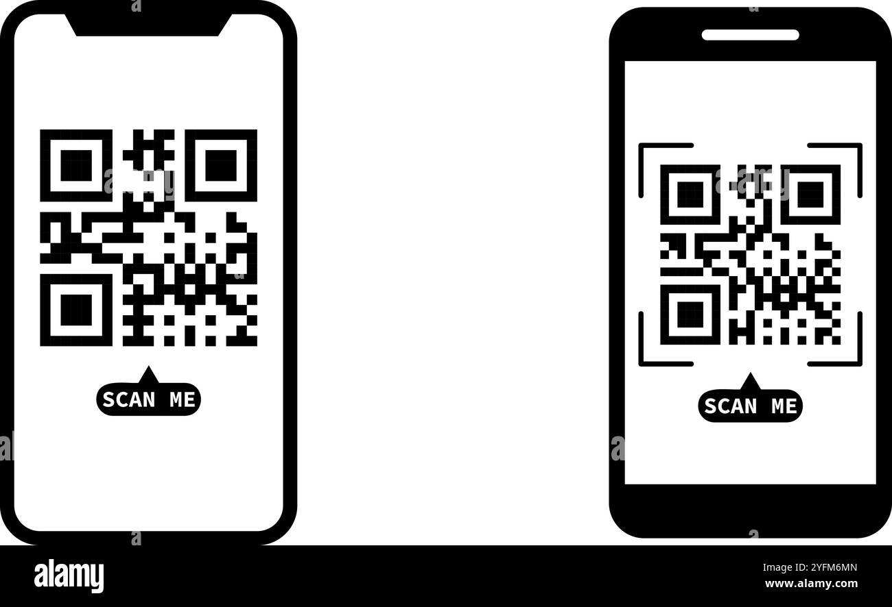 Faux code QR Scan me illustration vectorielle. Illustration de Vecteur