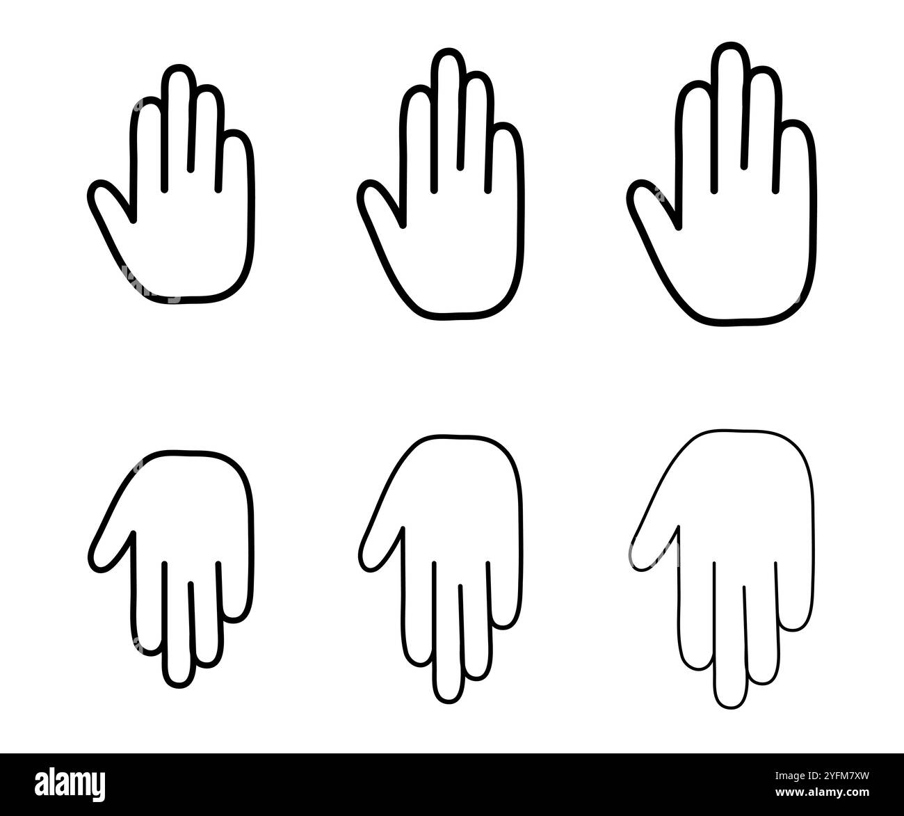 Six illustrations manuelles simples dans différentes positions Illustration de Vecteur