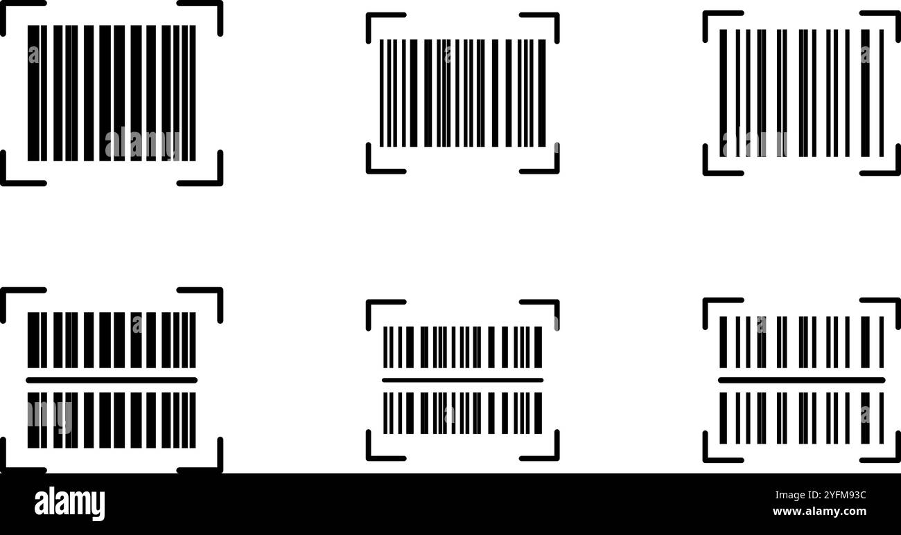 Ensemble d'icônes de scanner de code à barres pour la conception. Illustration de Vecteur