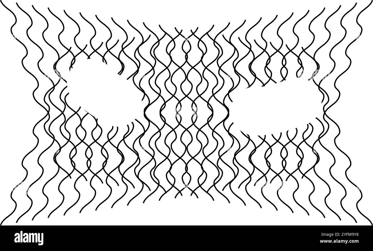 Design abstrait avec des lignes ondulées et des ouvertures symétriques. Illustration de Vecteur