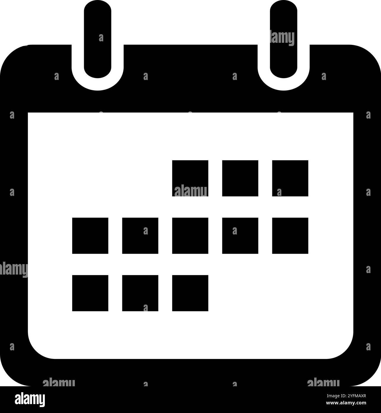 Icône de calendrier noir simple sur fond blanc. Illustration de Vecteur