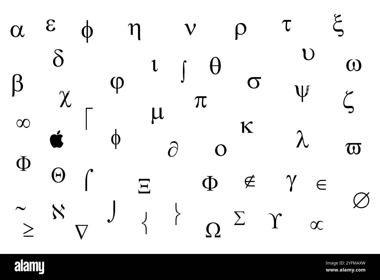 Collection de symboles mathématiques et logo Apple. Illustration de Vecteur