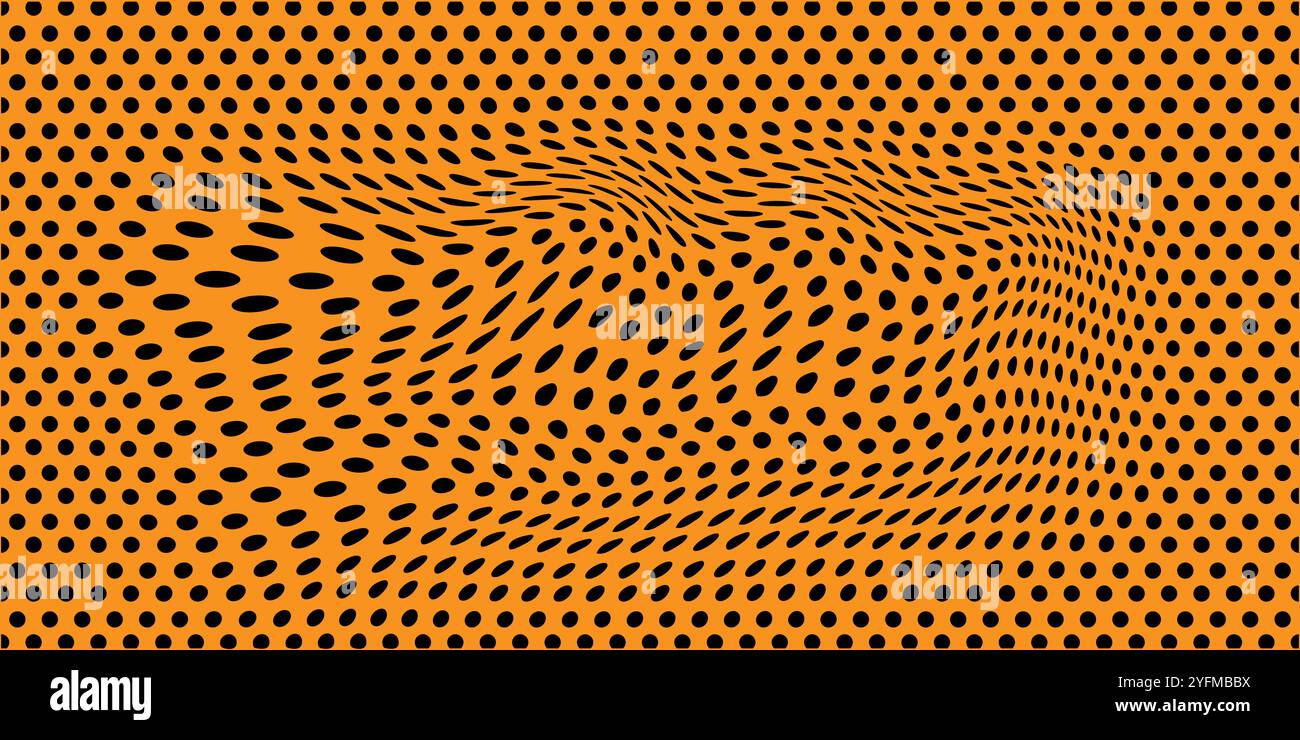 Motif abstrait de points orange et noir avec illusion optique. Illustration de Vecteur