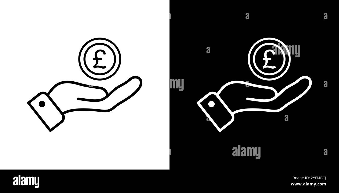 Main tenant une icône de la livre sterling. Illustration de Vecteur