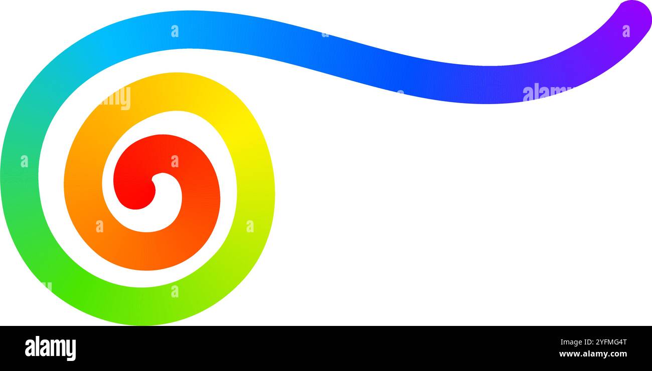 Ligne en spirale colorée arc-en-ciel isolée sur fond blanc. Cool squiggle coloré dans le style spline. Figure de doodle organique avec effet de gradient de spectre. Illustration vectorielle. Illustration de Vecteur