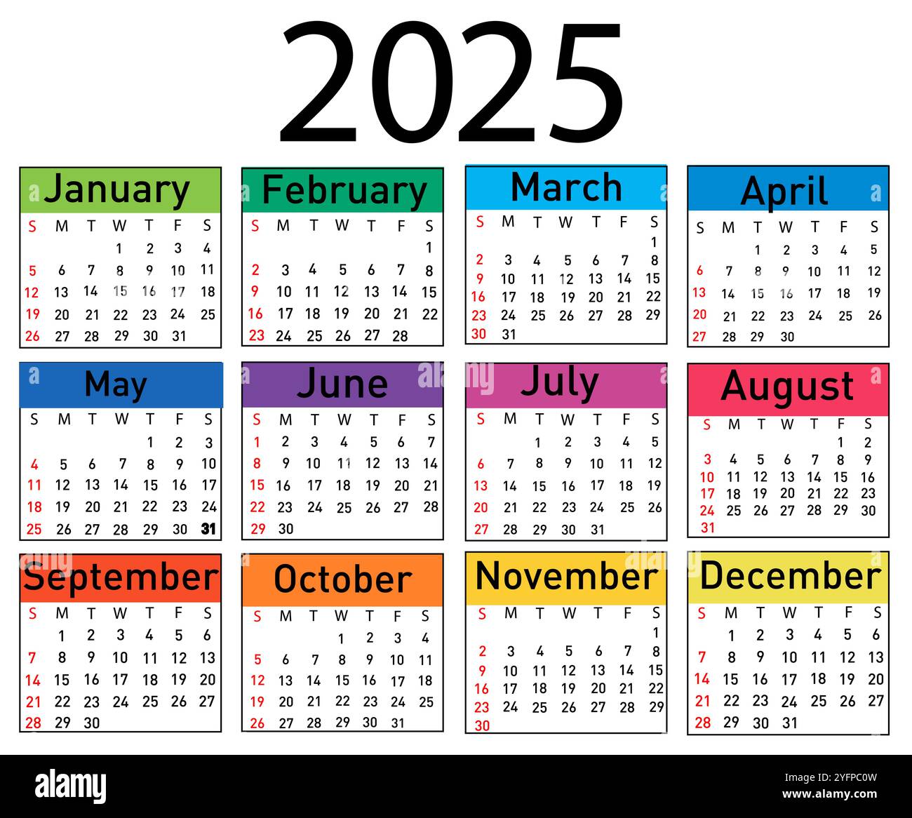 Calendrier pour 2025 illustration vectorielle Illustration de Vecteur
