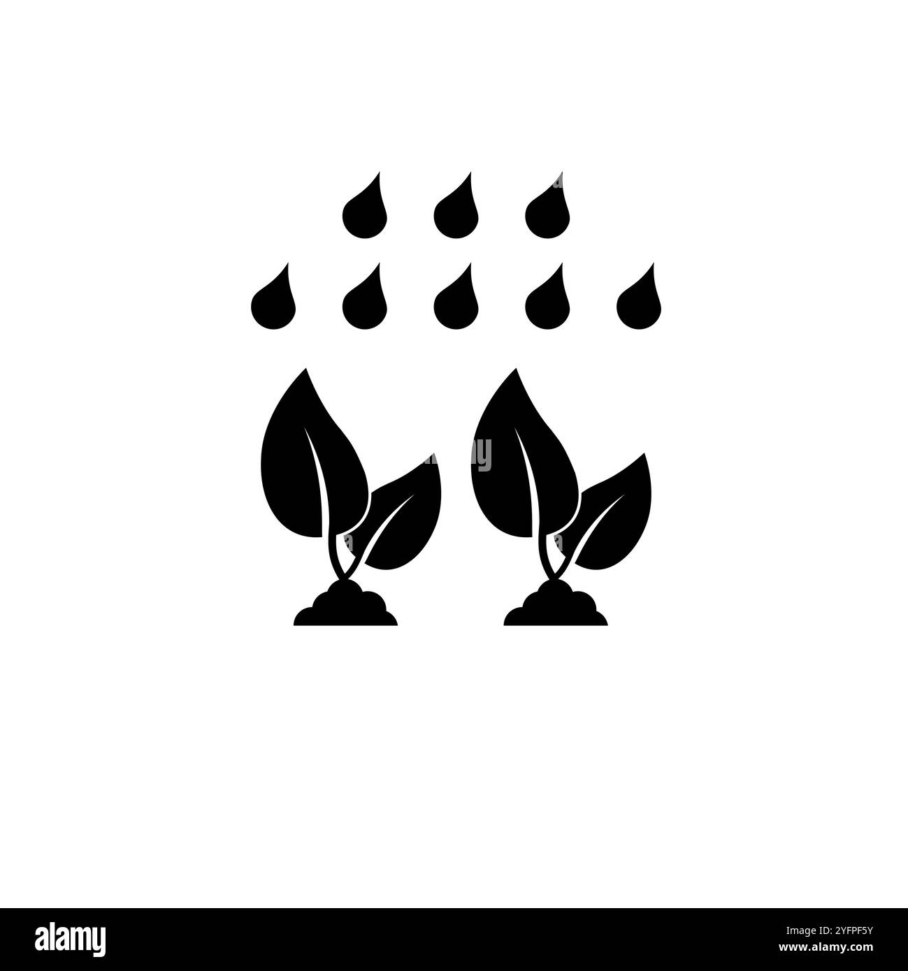 Les pousses de plantes poussent dans l'icône de vecteur plat solide de pluie isolé sur fond blanc. Illustration de Vecteur