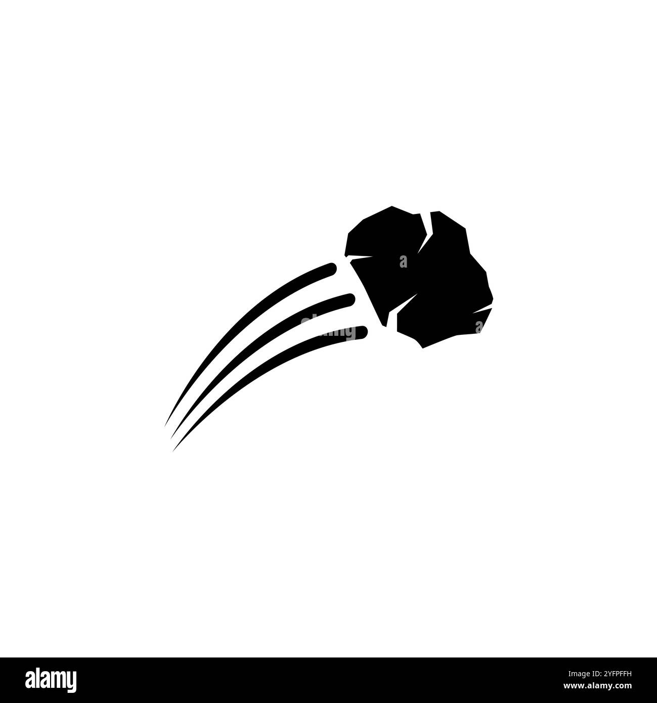 Flying Stone Rock, astéroïde, météorite icône de vecteur plat solide isolé sur fond blanc. Illustration de Vecteur