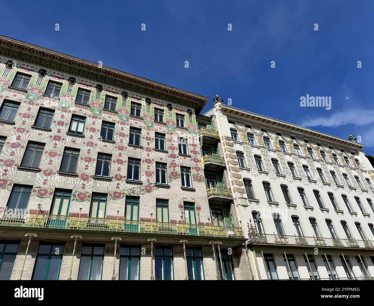 Vienna Art Nouveau House Majolikahaus par l'architecte Otto Wagner Linke Wienzeile 40. Vienne. Autriche. Banque D'Images