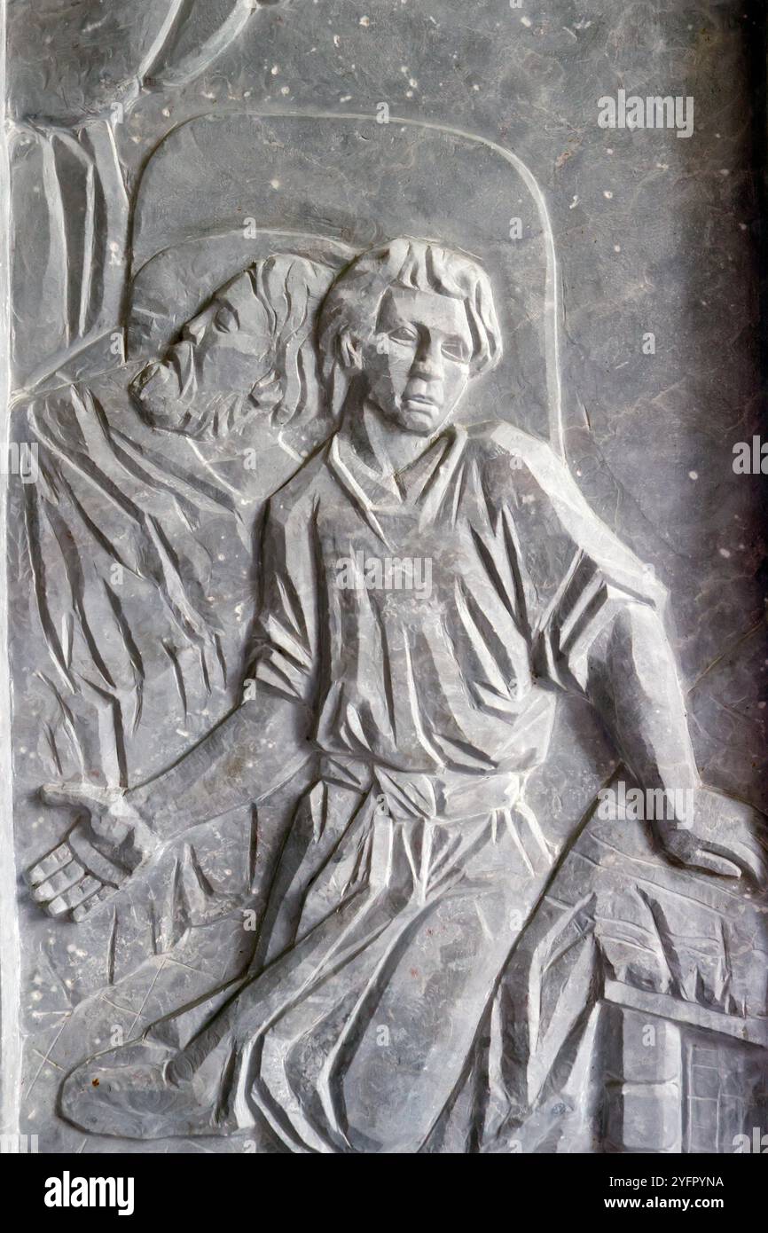 Église de Tan Hoa. Jésus. La mort de Saint Joseph. Banque D'Images Église de Tan Hoa. Jésus. La mort de Saint Joseph. Banque D'Images