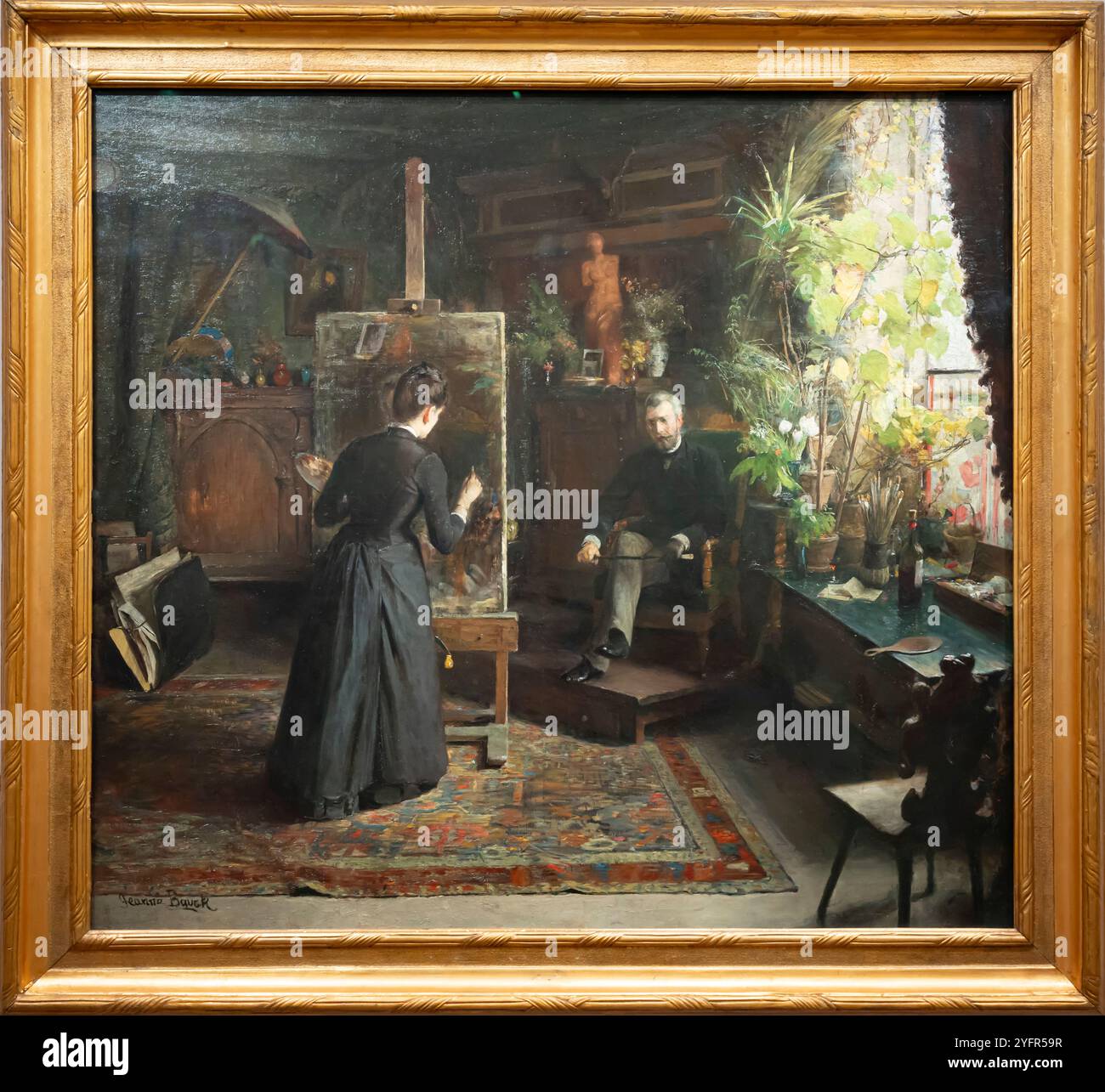 Paris, France - 11 01 2024 : Musée d'Orsay. L'artiste danoise Bertha Wegmann peint un portrait peint par Jeanna Bauck Banque D'Images