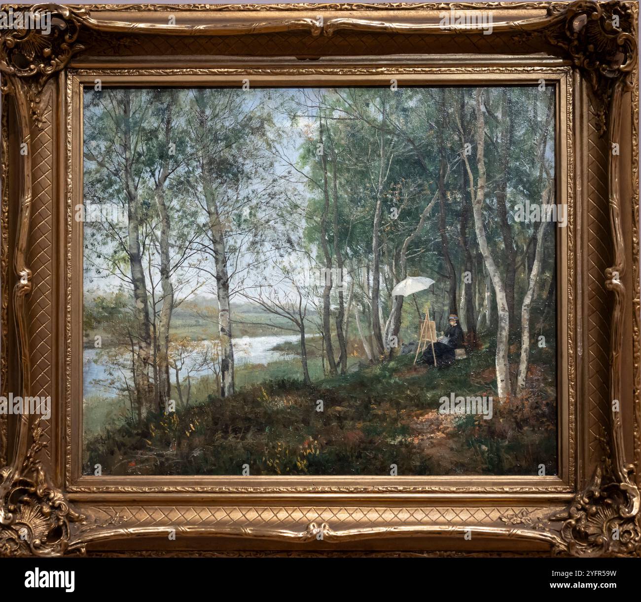 Paris, France - 11 01 2024 : Musée d'Orsay. Paysage à Cernay-la-ville peint par Kitty Kielland Banque D'Images