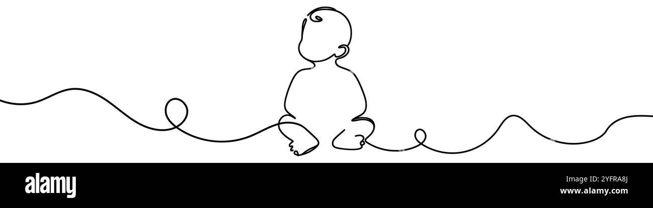Dessin au trait continu minimaliste représentant un baby sitting et un jeu. Idéal pour les thèmes de garde d'enfants, de parentalité et de développement de la petite enfance Illustration de Vecteur