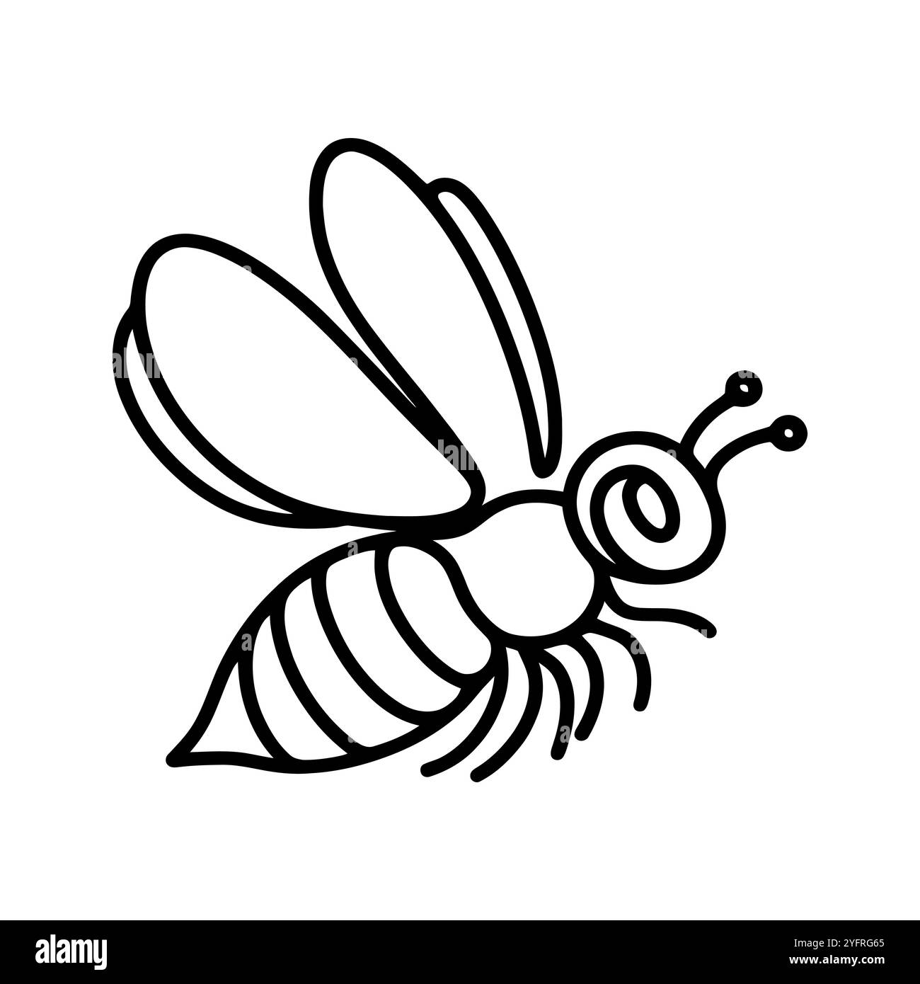 Icône d'abeille linéaire isolé sur fond blanc. Symbole d'abeille noire. Illustration vectorielle Illustration de Vecteur