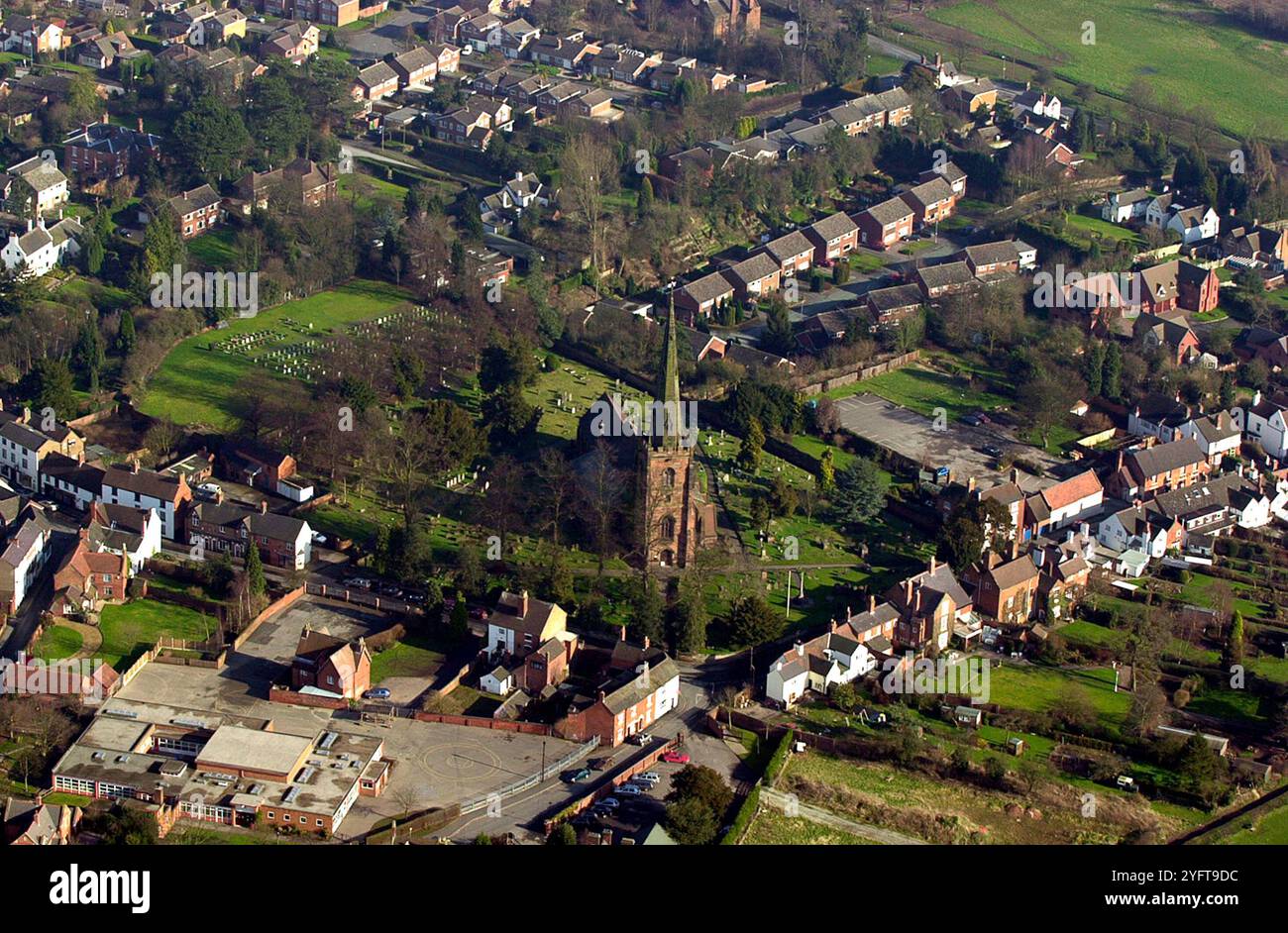 Vue aérienne du village de Brewood dans le Staffordshire, Angleterre Banque D'Images