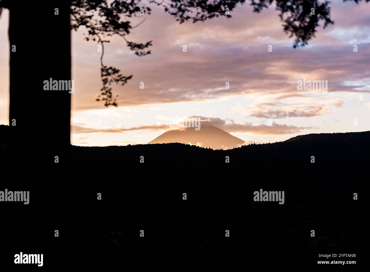 Coucher de soleil sur le Mont Fuji vue depuis les montagnes de Hakone, Japon © Giorgia de Dato Banque D'Images