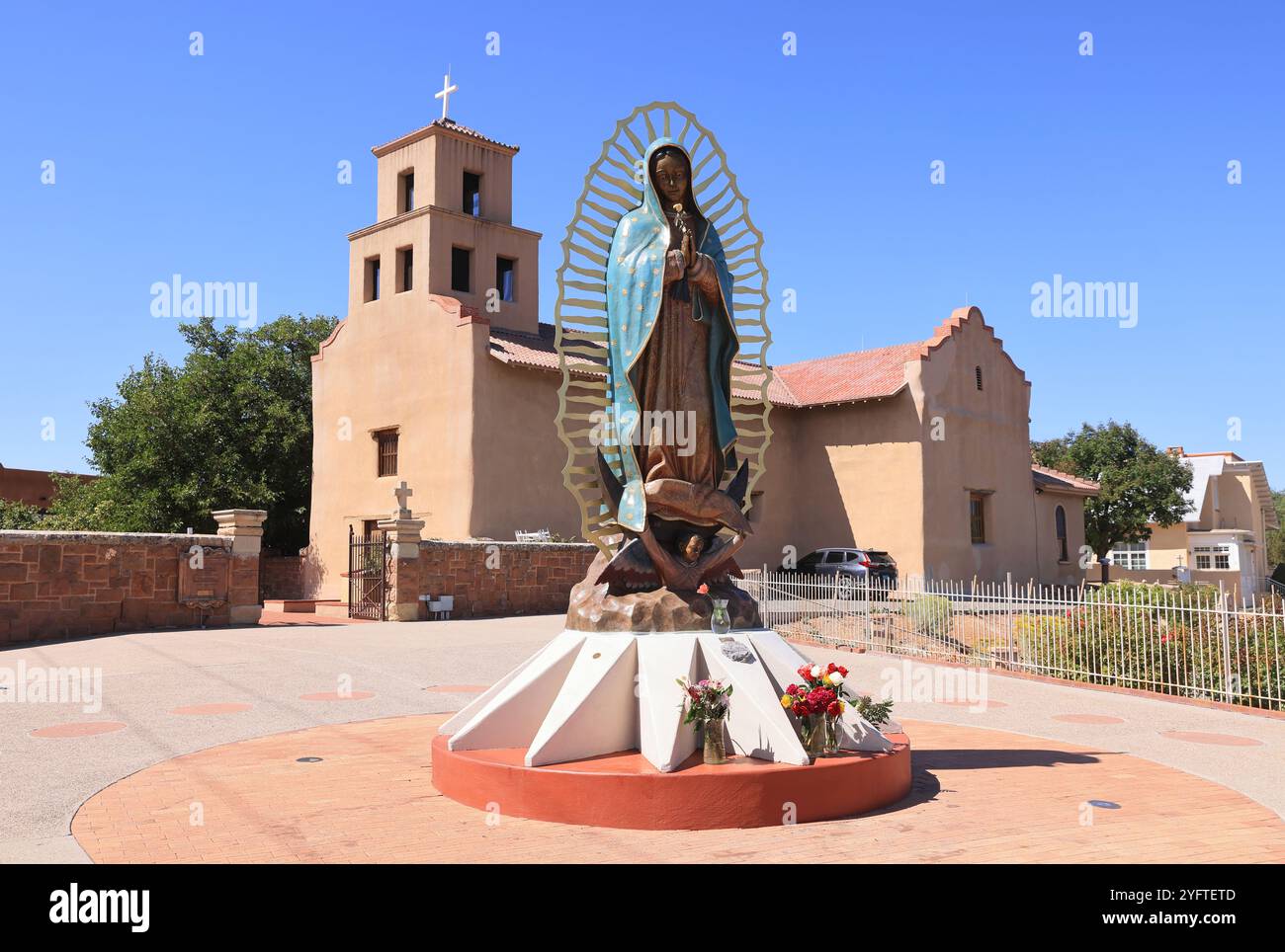 Basilique notre-Dame de Guadalupe, une église RC au pied de la colline de Tepeyac à Santa Fe, Nouveau Mexique, États-Unis. Banque D'Images