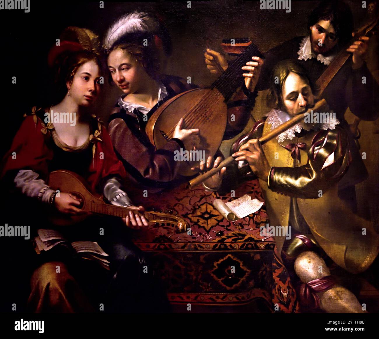 Music Making Company 1626 et 1644 Wouter Crabeth I, Gouda CA. 1594 – 1644, pays-Bas, Néerlandais, ( Musée des Beaux-arts de Budapest ) Banque D'Images